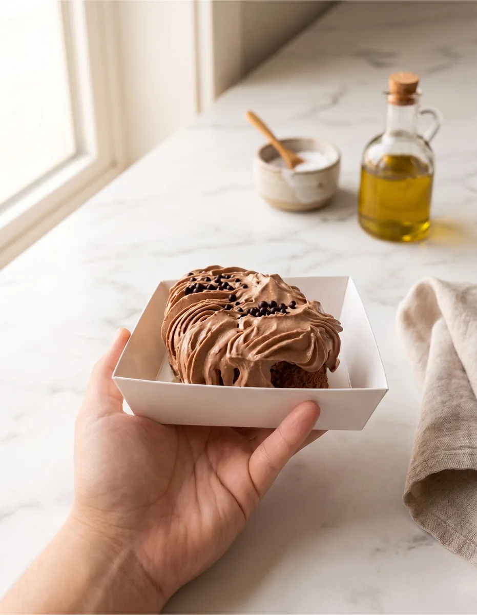 Chocolate cream choux pastry with chocolate sprinkles